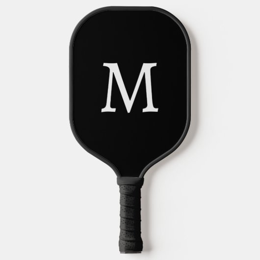 Basic zwart-wit monogram Initiaal Pickleball Paddle (Voorkant)