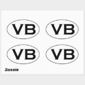 Basic Zwart-wit VB Virginia Beach Oval Logo Ovale Sticker (Vel)
