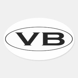Basic Zwart-wit VB Virginia Beach Oval Logo Ovale Sticker