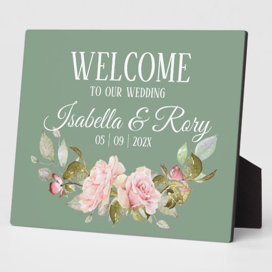 Basil and Roses Wedding Tabletop Plaque Fotoplaat (Zijkant)