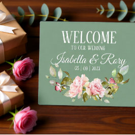 Basil and Roses Wedding Tabletop Plaque Fotoplaat