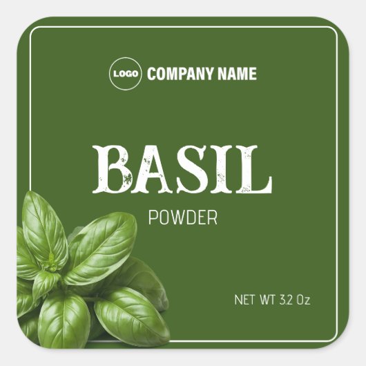 Basil Custom Spice Label Sticker (Voorkant)