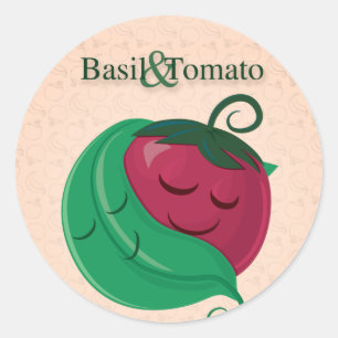 Basil en tomaat ronde sticker