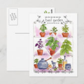 Basil Garden Waterverf Herb Art Pesto Knoflook Briefkaart (Voorkant / Achterkant)