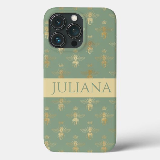 Basil Green en Gold Queen Bee Case-Mate iPhone Case (Achterkant)