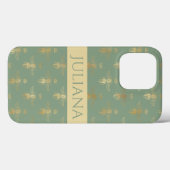 Basil Green en Gold Queen Bee Case-Mate iPhone Case (Achterkant (horizontaal))