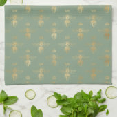 Basil Green en Gold Queen Bee Theedoek (Gevouwen)