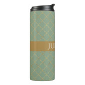Basil Green Gold Quatrefoil op maat gemaakt Thermosbeker (Gedraaid links)