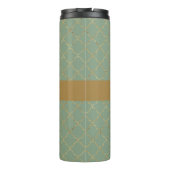 Basil Green Gold Quatrefoil op maat gemaakt Thermosbeker (Achterkant)