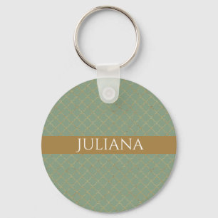 Basil Green Goud Vierblad Personalized  Sleutelhanger