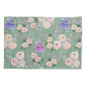 Basil Green Waterverf Floral Kussensloop (Achterkant)