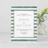 Basil Green Waterverf Stripes met Gold Lettering Kaart (Staand voorkant)