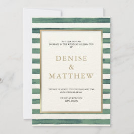 Basil Green Waterverf Stripes met Gold Lettering Kaart