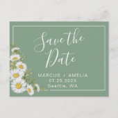  Basil Green & White Daisies Aankondigingskaart (Voorkant)