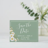  Basil Green & White Daisies Aankondigingskaart (Staand voorkant)