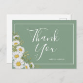  Basil Green & White Daisies Hartelijk dank Briefkaart (Voorkant / Achterkant)