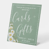  Basil Green & White Daisies Kaarten & Gifts Reclamebord Met Voetstuk (Voorkant)