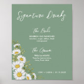 Basil Green & White Daisies Signature Drinken Poster (Voorkant)