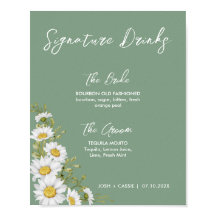 Basil Green & White Daisies Signature Drinken