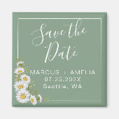 Basil Green & White Daisies sparen de Datum Magneet (Voorkant)