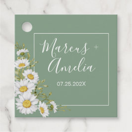  Basil Green & White Daisies Wedding Bedankjes Labels