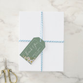  Basil Green & White Daisies Wedding Cadeaulabel (Met Touw)
