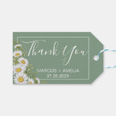  Basil Green & White Daisies Wedding Cadeaulabel (Voorkant (Horizontaal))