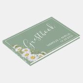  Basil Green & White Daisies Wedding Gastenboek (Hoek)