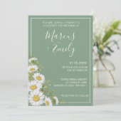  Basil Green & White Daisies Wedding Kaart (Staand voorkant)