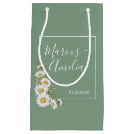  Basil Green & White Daisies Wedding Klein Cadeauzakje