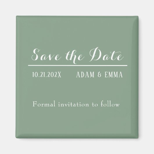 Basil Green & White Save the Date Magneet (Voorkant)
