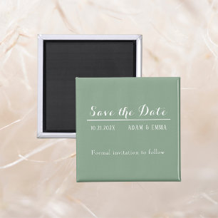 Basil Green & White Save the Date Magneet