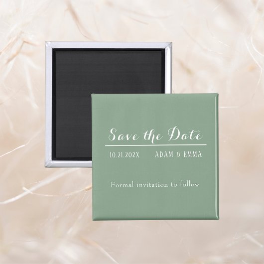 Basil Green & White Save the Date Magneet
