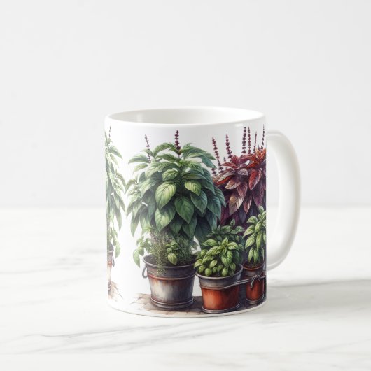 Basil Herb Garden Culinaire Kruiden Koffie Mok (Voorkant rechts)