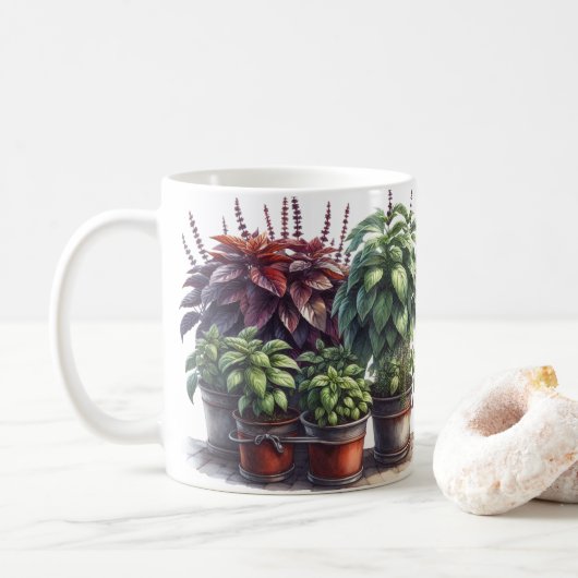 Basil Kruid Tuin Kookkruiden Koffiemok (Met donut)