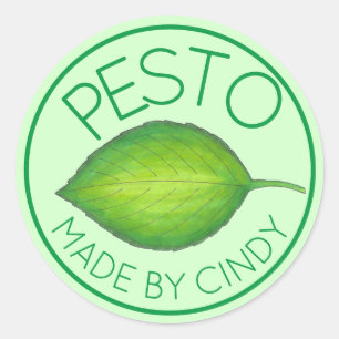Basil Leaf Homemade Food Pesto uit de keuken van Ronde Sticker