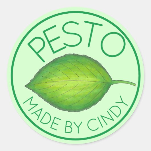 Basil Leaf Homemade Food Pesto uit de keuken van Ronde Sticker (Voorkant)