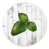 Basil Leaf White Wood Rustic Farmhouse Kitchen Keramische Knop (Voorkant)