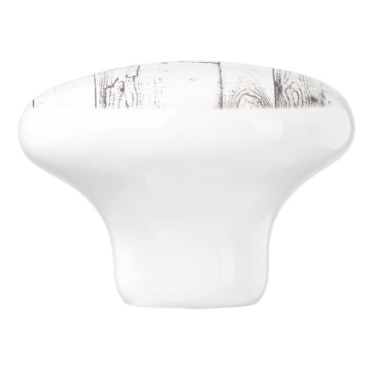 Basil Leaf White Wood Rustic Farmhouse Kitchen Keramische Knop (Zijkant)