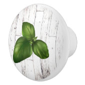 Basil Leaf White Wood Rustic Farmhouse Kitchen Keramische Knop (Rechts)