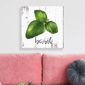 BASIL LEAF Wit Hout Rustieke Boerderij Keuken Canvas Afdruk (Insitu (Woonkamer))