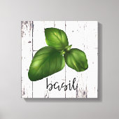 BASIL LEAF Wit Hout Rustieke Boerderij Keuken Canvas Afdruk (Voorkant)