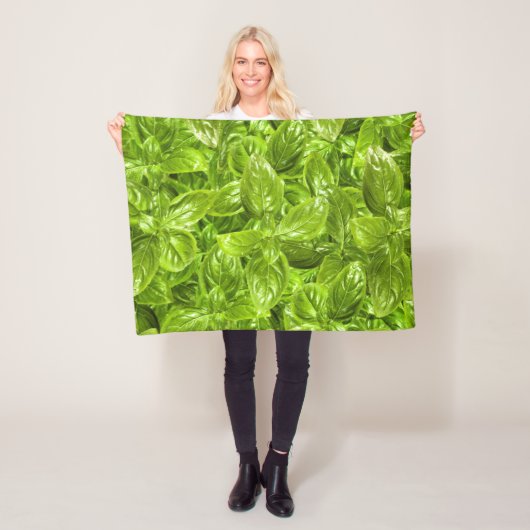 Basil Leaves Pattern Fleece Deken (In situ)