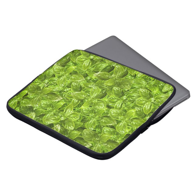 Basil Leaves Pattern Laptop Sleeve (Voorkant top)