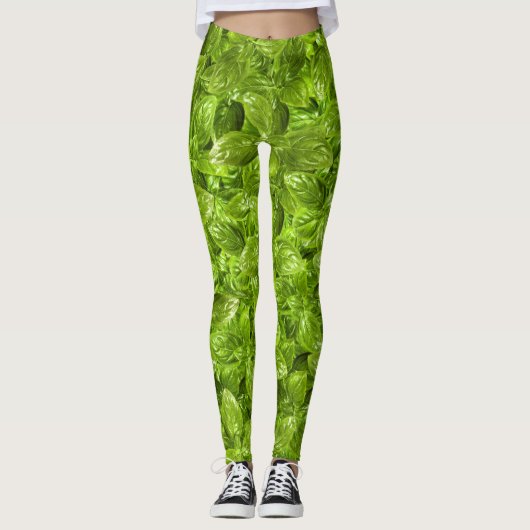 Basil Leaves Pattern Leggings (Voorkant)