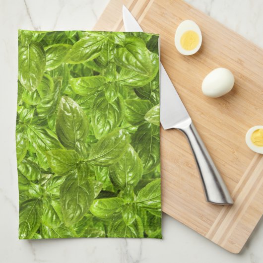 Basil Leaves Pattern Theedoek (Quarter Fold)