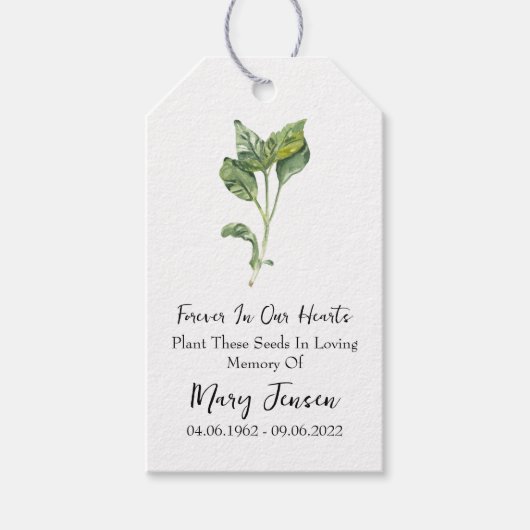 Basil Seed Packet Memorial begrafenis Cadeaulabel (Voorkant)