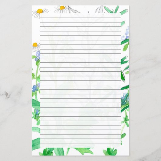 Basil Thyme Herbs Lined Stationery Letter (Achterkant)