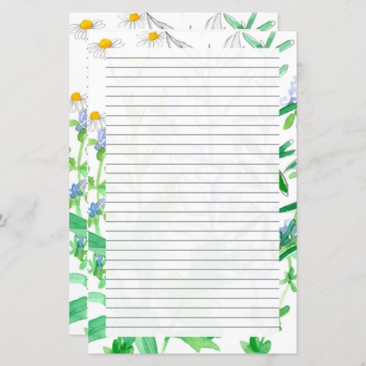 Basil Thyme Herbs Lined Stationery Letter (Voorkant / Achterkant)