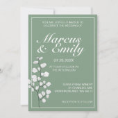 Basil & White Floral Trendy Wedding Invitation Kaart (Voorkant)